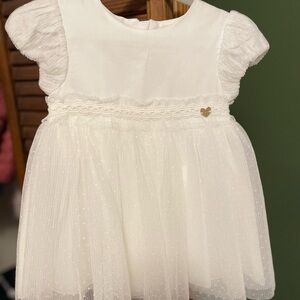 NWT Mayoral White Tulle Baby Dress 12M